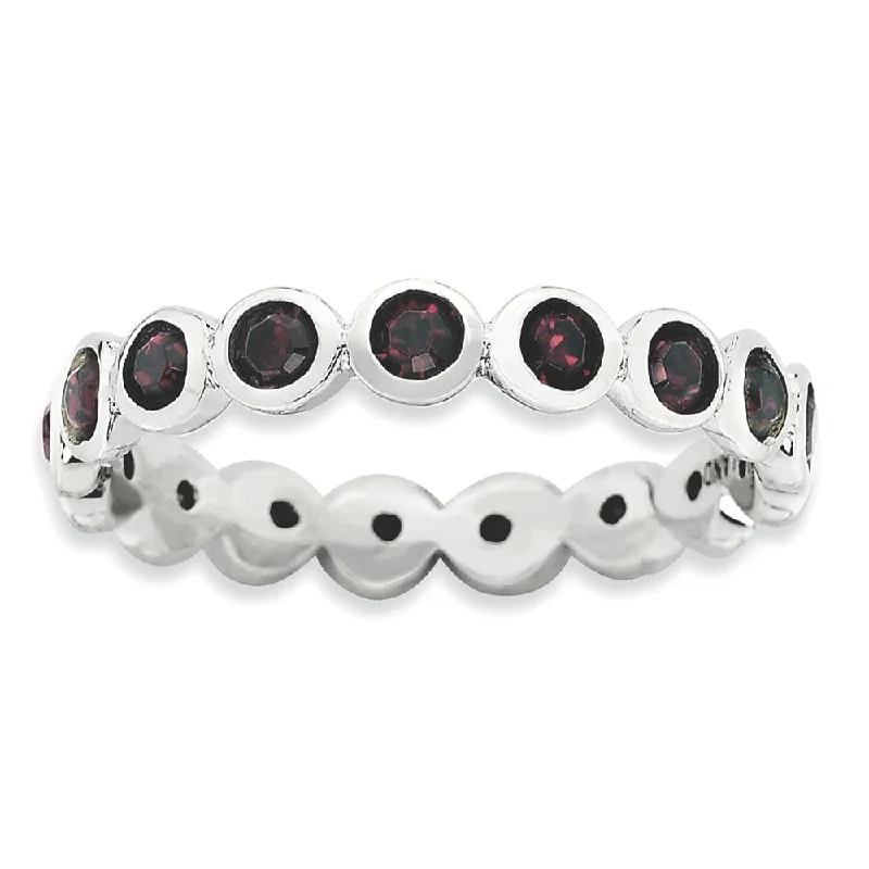 Women's rings crafted-detail-3.5mm Sterling Silver with Red Crystals Stackable Band