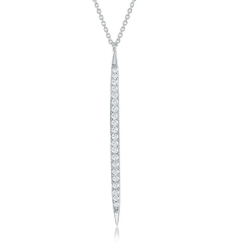 Women's necklaces radiant-gemstone-Sterling Silver CZ Vertical Bar Necklace