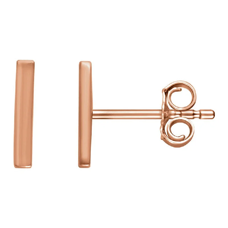 Women's earrings sleek-bar-1.8 x 8.7mm (3/8 Inch) 14k Rose Gold Small Vertical Bar Earrings