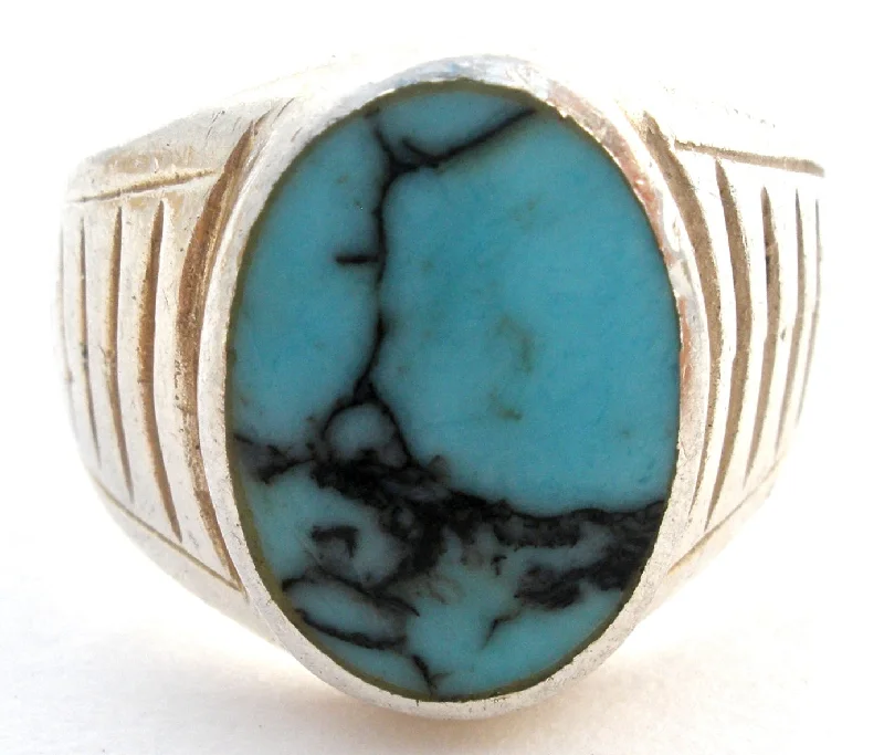 Women's rings rustic-charm-Sterling Silver Turquoise Ring Size 5.5