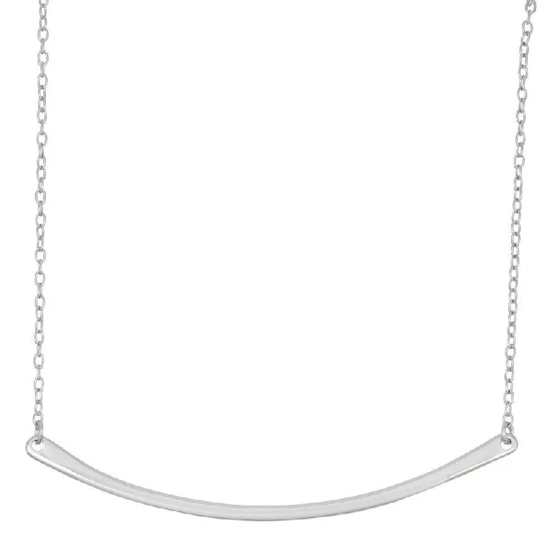 Women's necklaces gentle-length-Sterling Silver Thin Curved Bar Necklace