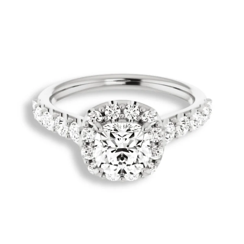 Women's engagement rings luxe-rose-Cushion Cut Diamond Halo Engagement Ring