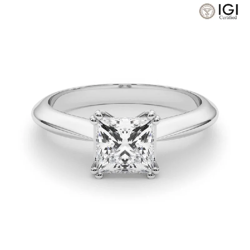 Women's engagement rings twinkling-stone-Ava Princess Lab Grown Diamond Solitaire Engagement Ring IGI Certified