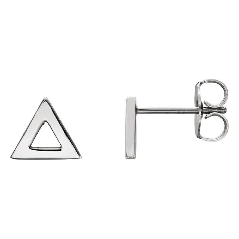 Women's earrings simple-drop-7mm (1/4 Inch) Polished 14k White Gold Tiny Triangle Post Earrings