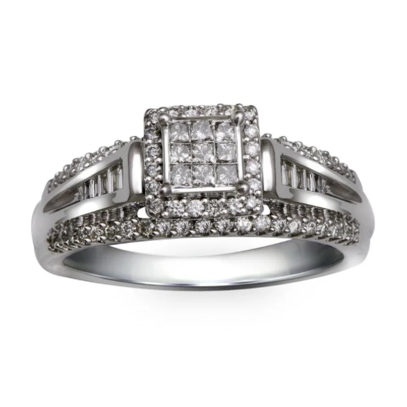 Women's engagement rings ornate-luxe-1/2 CTW Diamond Engagement Ring in 10KT White Gold