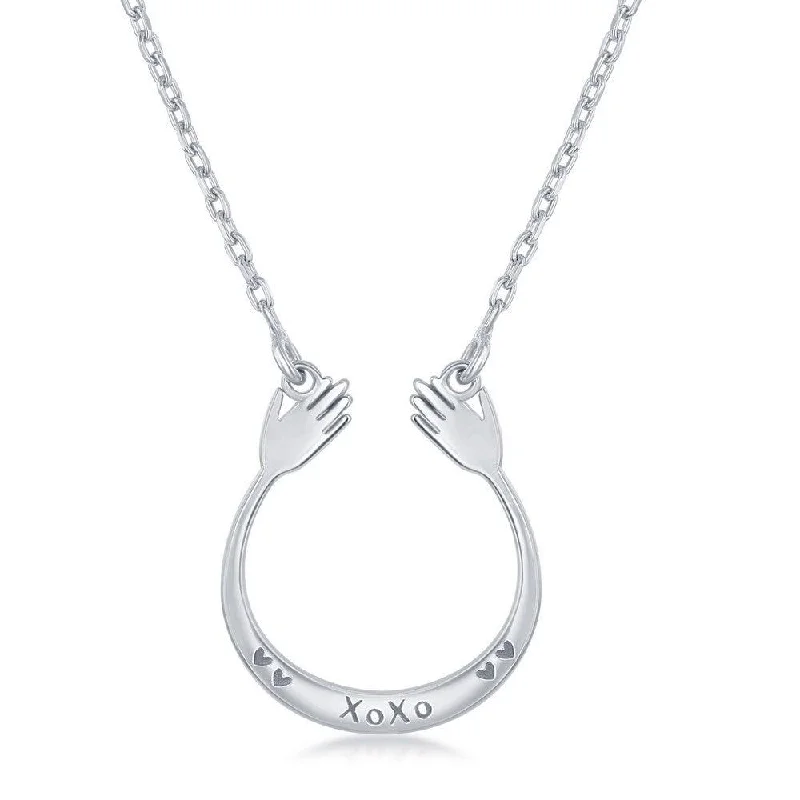 Women's necklaces fine-radiance-Sterling Silver XOXO U Hands Design Necklace