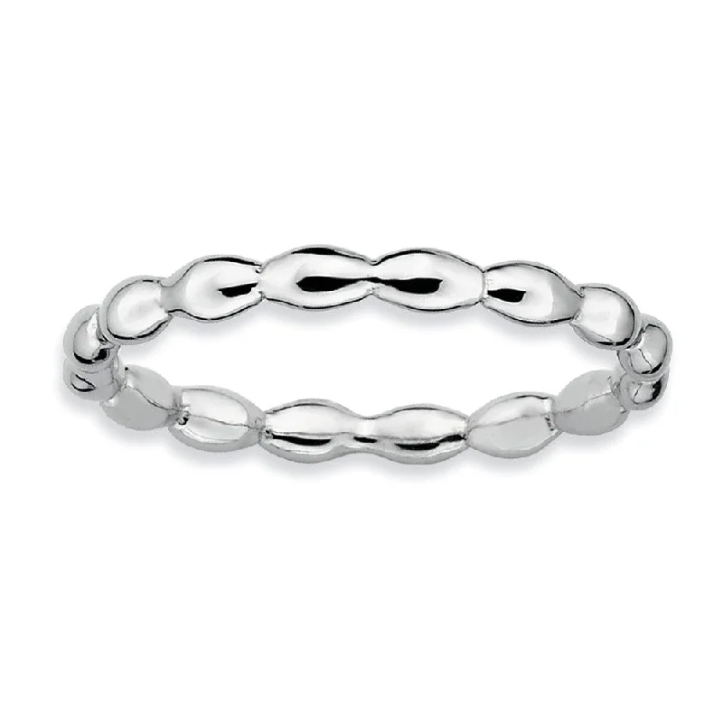 Women's rings casual-luxe-2.25mm Sterling Silver Stackable Rice Bead Band