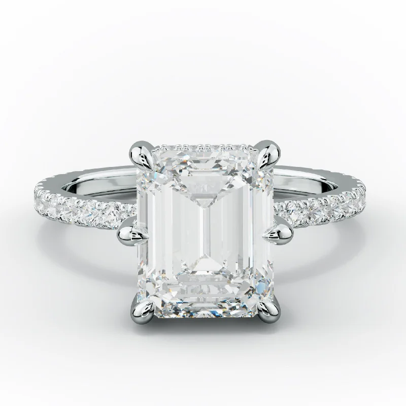 Women's engagement rings antique-halo-Chloe Six Prong Emerald Cut Diamond Engagement Ring