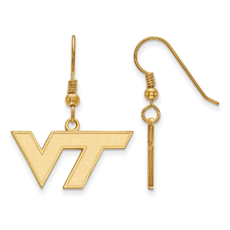 Women's earrings fine-twist-14k Gold Plated Silver Virginia Tech SM Dangle Earrings