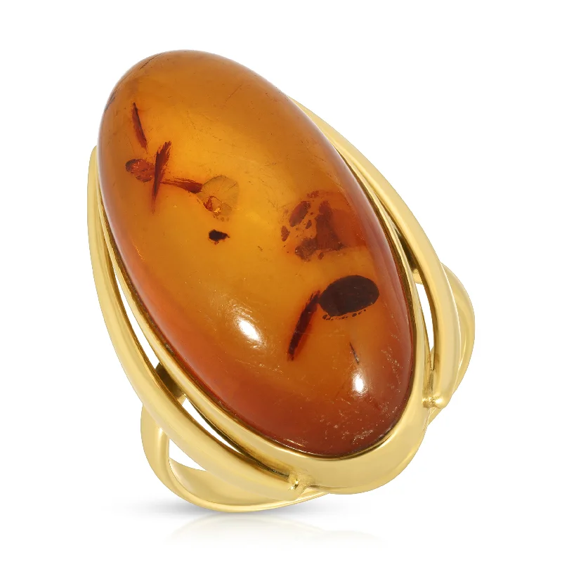 Women's rings vivid-stone-Vintage 70's Amber Ring