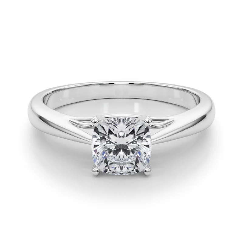 Women's engagement rings floral-setting-Katerina Cushion Diamond Solitaire Engagement Ring