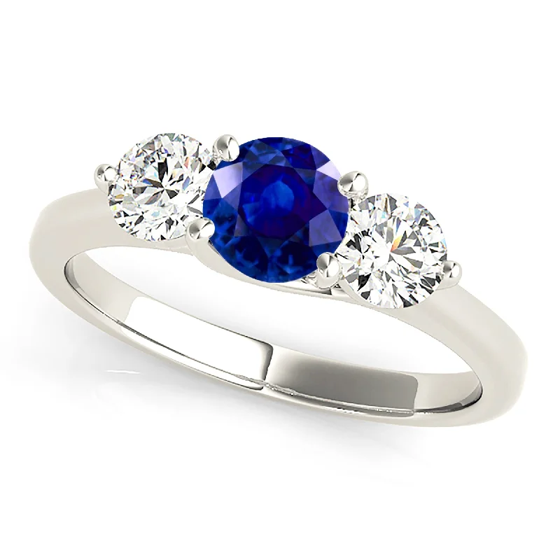 Women's engagement rings radiant-edge-1.35 ct. Genuine Blue Sapphire Three Stone Engagement Ring