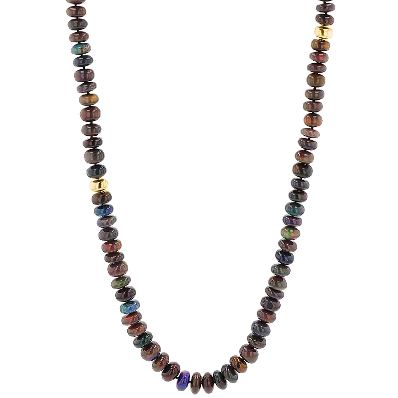 Women's necklaces shimmering-blush-14k Hand Knotted Ethiopian Black Opal Layering Necklace NG002783