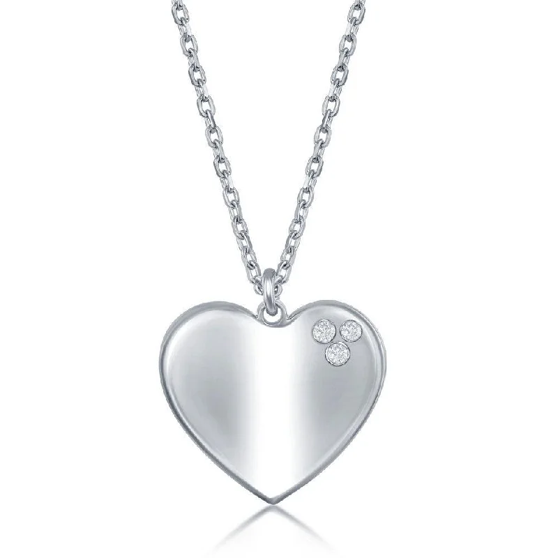 Women's necklaces faint-gold-Sterling Silver 0.024cttw Diamond Heart Necklace