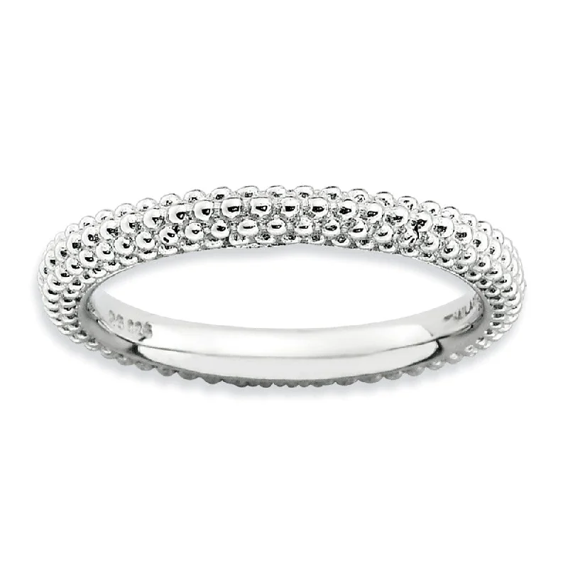 Women's rings tribal-chic-Stackable Sterling Silver Domed Milgrain Band