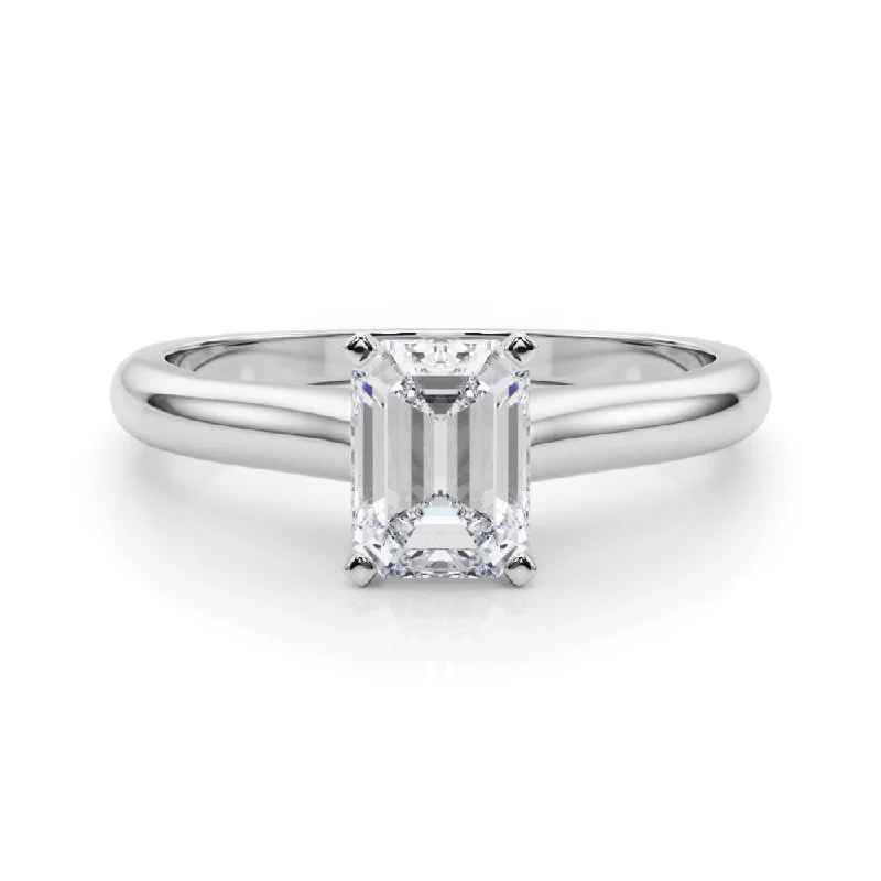 Women's engagement rings radiant-carve-Isabella Emerald Diamond Solitaire Engagement Ring