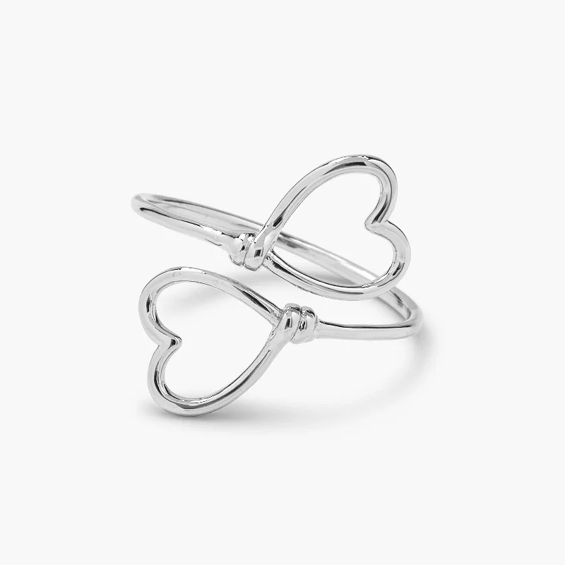 Women's rings mixed-metal-Heart Wire Wrap Ring