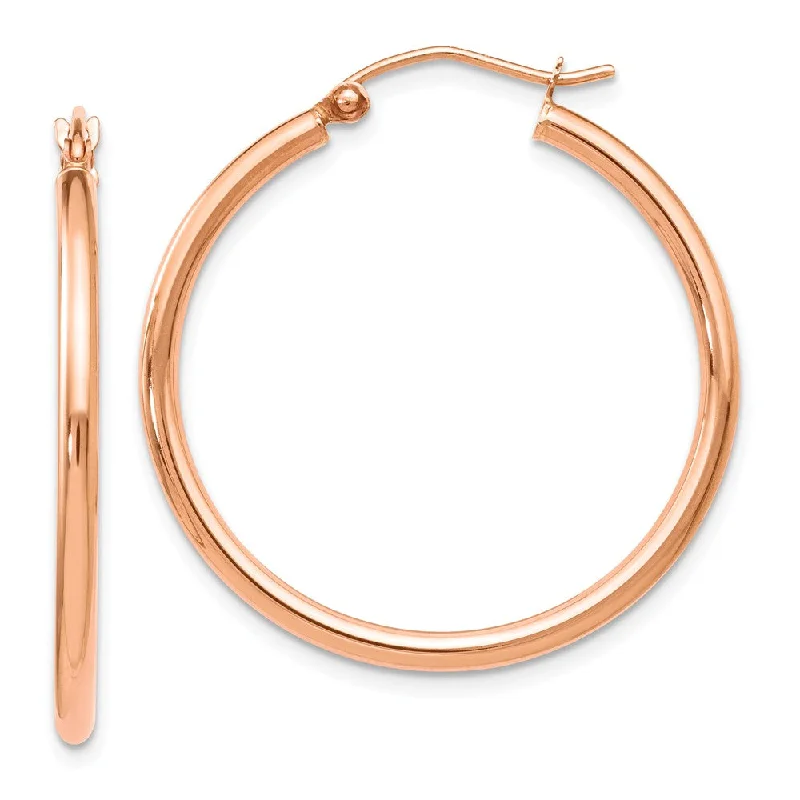 Women's earrings thin-gold-2mm Round Hoop Earrings in 14k Rose Gold, 30mm (1 3/16 Inch)