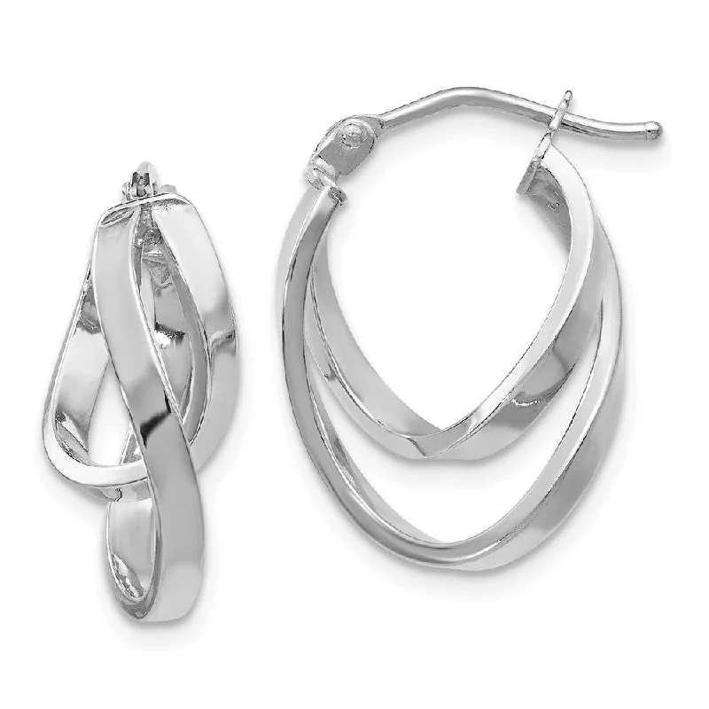 Women's earrings fine-silver-14k White Gold Double Freeform Hoop Earrings, 17mm (5/8 Inch)