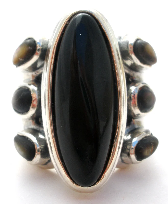 Women's rings faint-gold-Black Onyx Sterling Silver Ring Carolyn Pollack Relios