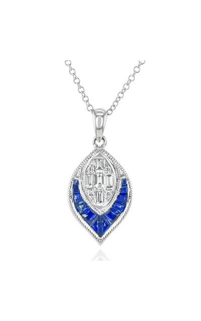 Women's necklaces crafted-grace-Sapphire Pendant Necklace in 18k Gold with Diamonds LP4780