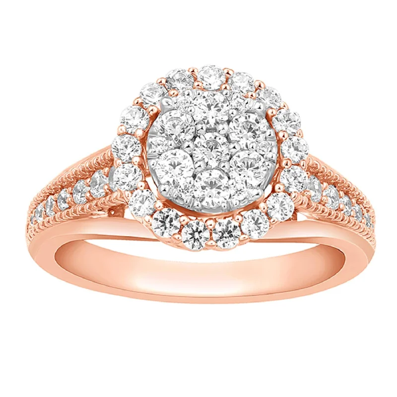 Women's engagement rings luminous-stone-1 CTW Diamond Halo Engagement Ring in 10KT Rose Gold