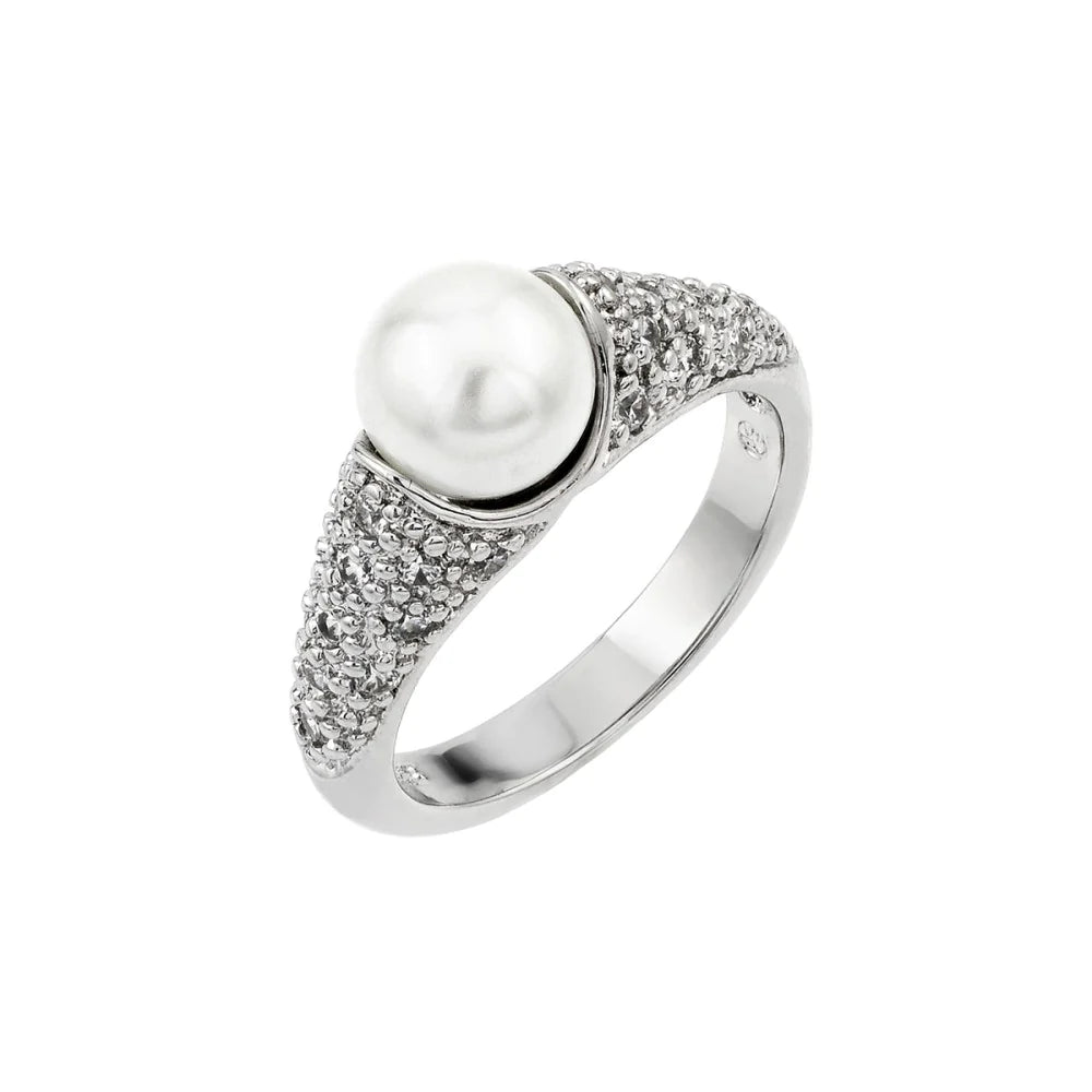 Women's rings heartfelt-gem-Silver 925 Rhodium Plated Pearl Ring