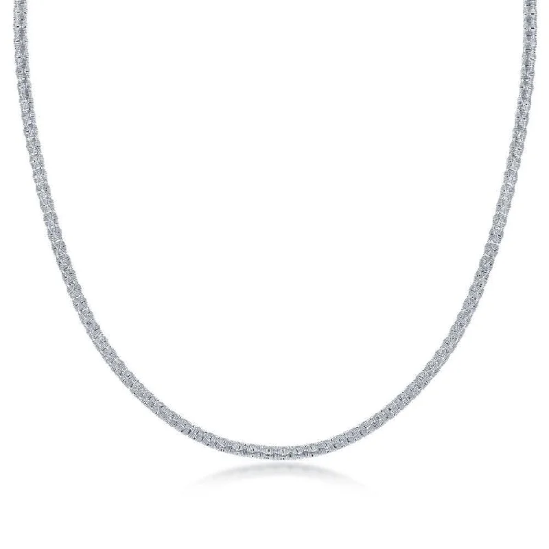 Women's necklaces playful-chic-Sterling Silver Diamond-Cut Wire Design Necklace