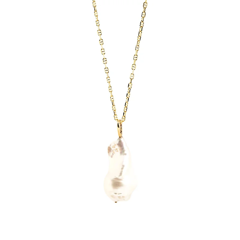 Women's necklaces ethereal-Baroque Pearl Pendant / Necklace, Solid Gold