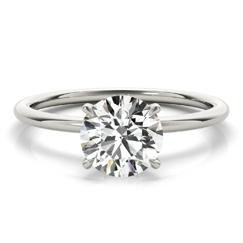 Women's engagement rings luxe-white-gold-Secret Halo Round Diamond Solitaire Engagement Ring