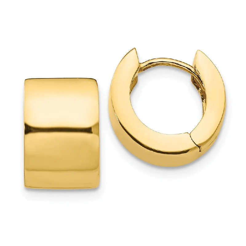 Women's earrings dainty-gold-Hinged Huggie Round Hoop Earrings in 14k Yellow Gold, 13mm (1/2 Inch)