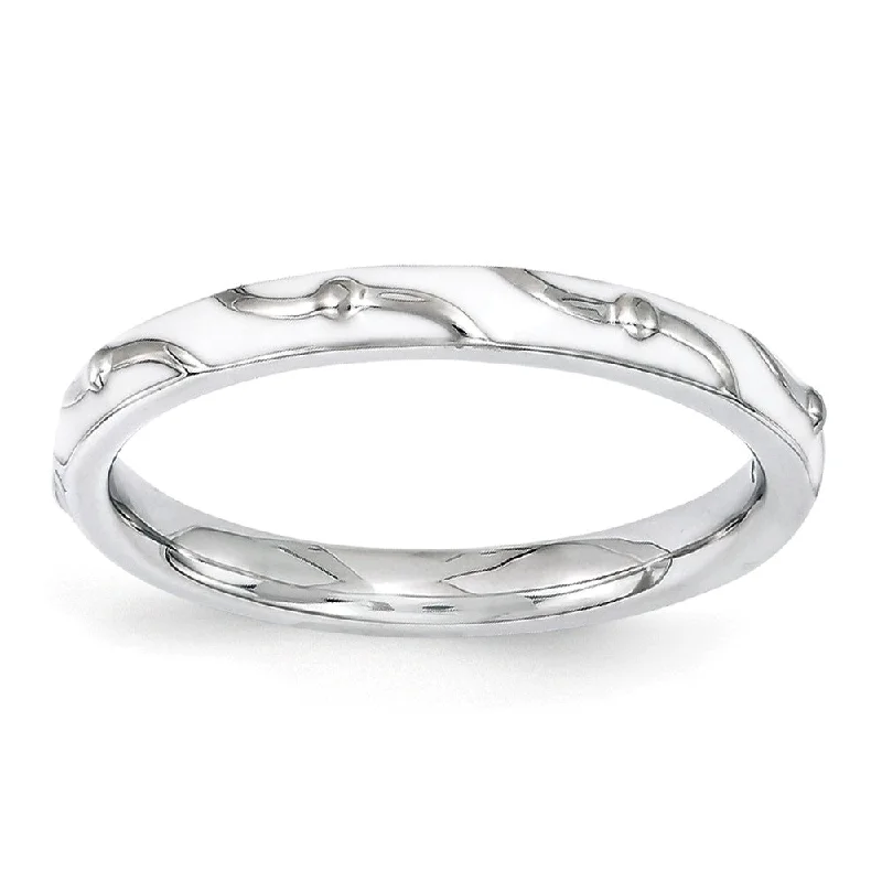 Women's rings subtle-luxe-2.5mm Sterling Silver Stackable Expressions White Enamel Band