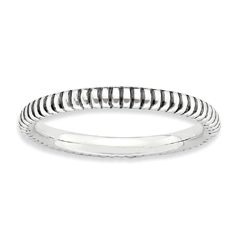 Women's rings gala-chic-2.5mm Sterling Silver Stackable Antiqued Coiled Band