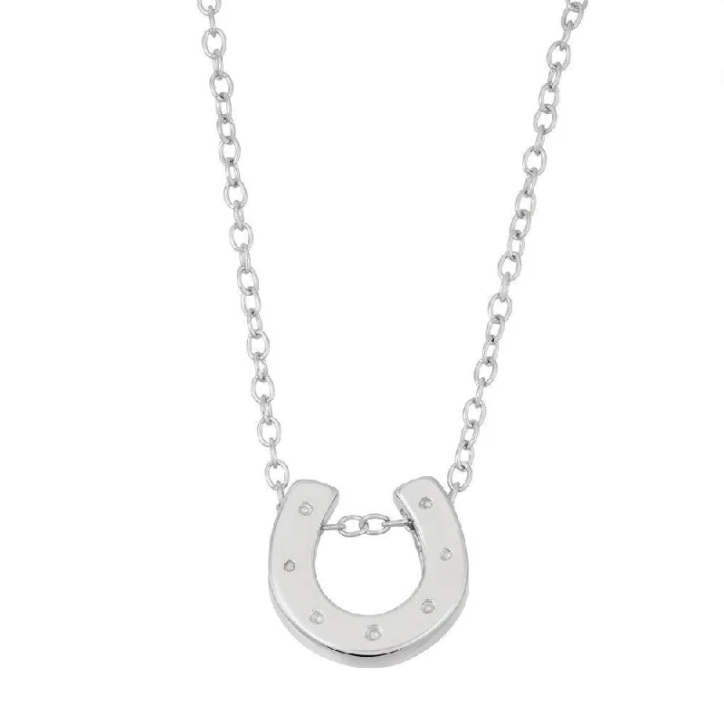 Women's necklaces sculpted-design-Sterling Silver Horseshoe Design Necklace