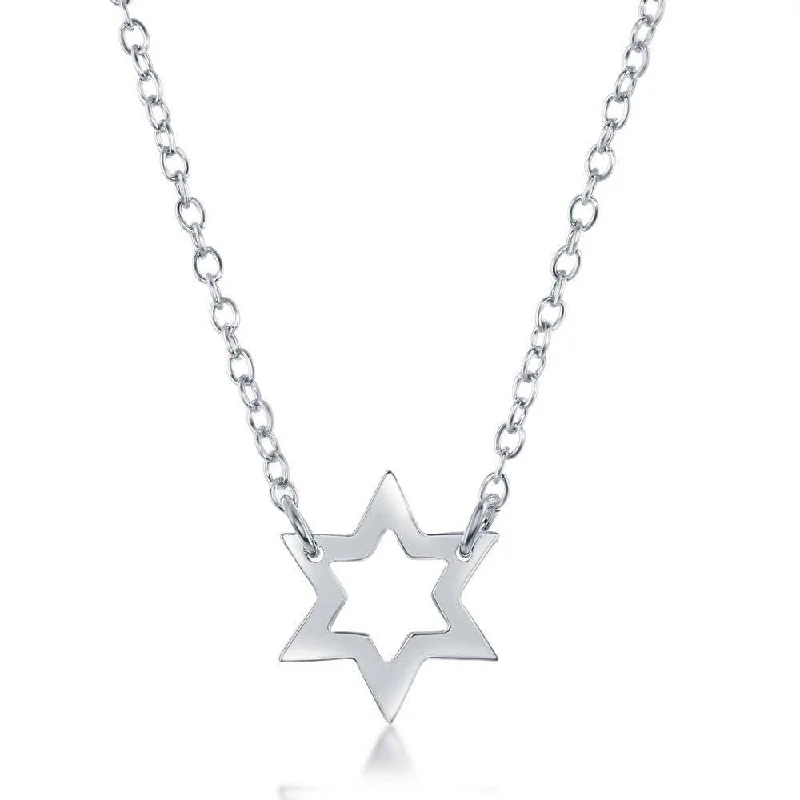 Women's necklaces antique-grace-Sterling Silver Open Star Design Necklace