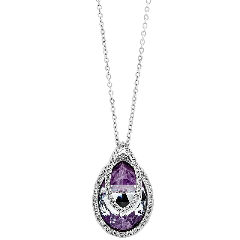 Women's necklaces luminous-shine-Swarovski Women's Necklace - Dew Florette Purple and Clear Crystal Pendant | 5230024