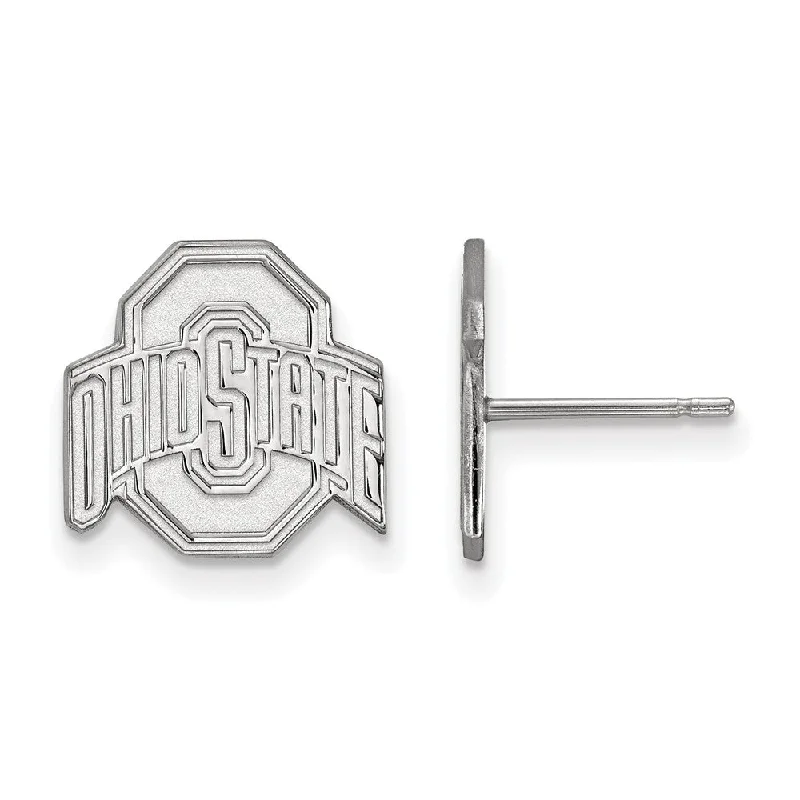 Women's earrings polished-dot-14k White Gold Ohio State University Small Logo Post Earrings