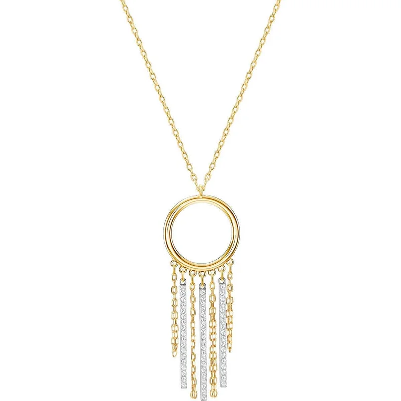 Women's necklaces luminous-stone-Swarovski Women's Necklace - Lyrebird Circle Crystal Fringed Pendant | 5381226