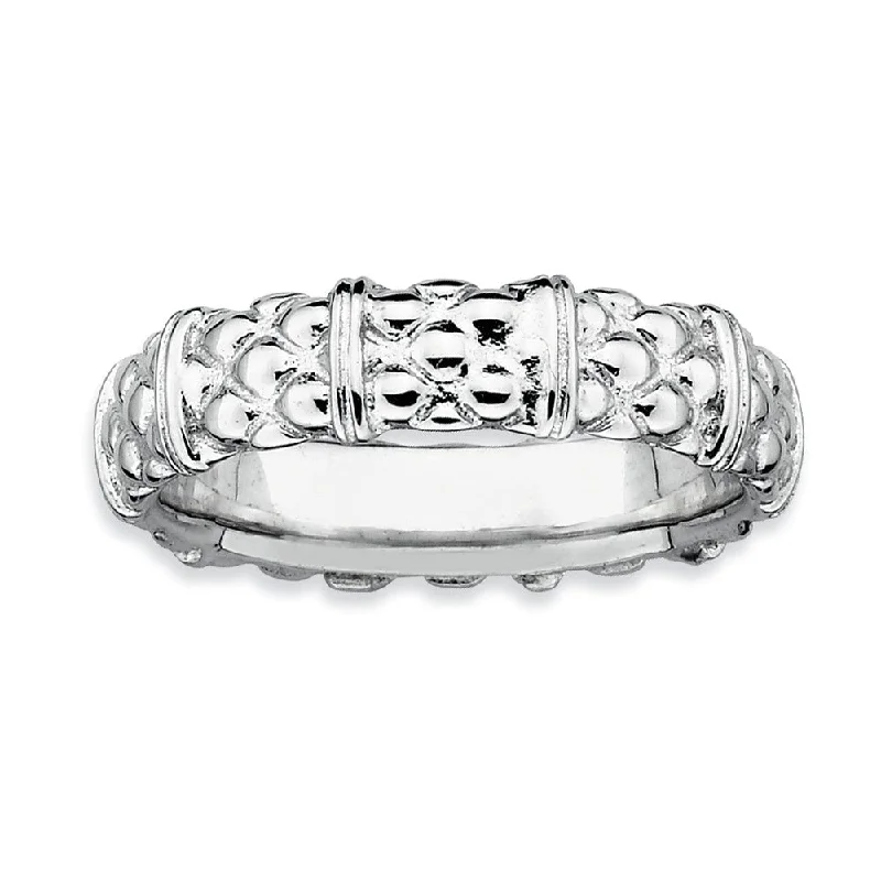 Women's rings tribal-vibe-Sterling Silver Stackable Divided Patterned 4.25mm Band