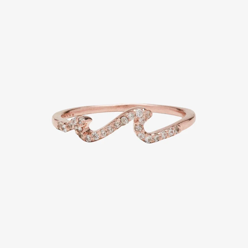 Women's rings petite-gold-Pave Wave Ring