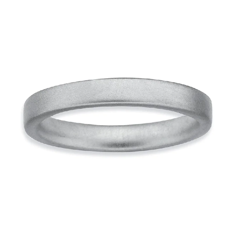 Women's rings lasting-gem-3.25mm Stackable Sterling Silver Satin Band