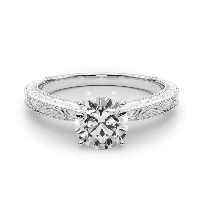 Women's engagement rings proposal-sparkle-Victoria Round Diamond Solitaire Engagement Ring