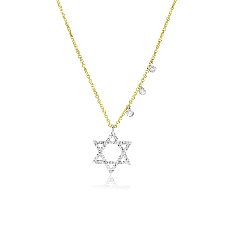 Women's necklaces ethereal-gem-Yellow Gold Diamond Jewish Star Necklace