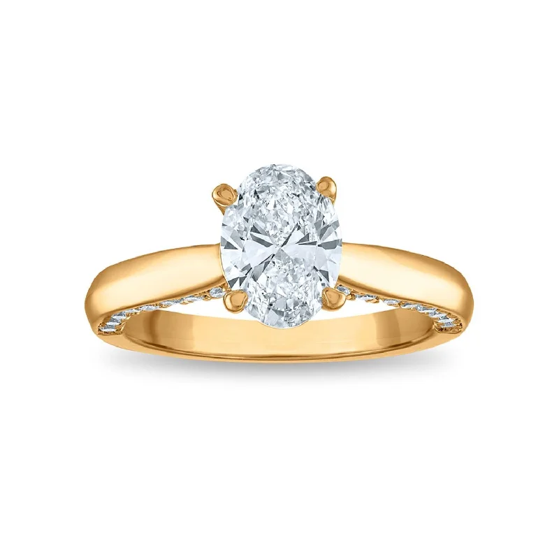 Women's engagement rings futuristic-cut-Signature EcoLove 2 CTW Lab Grown Oval Solitaire Engagement Ring in 14KT Gold