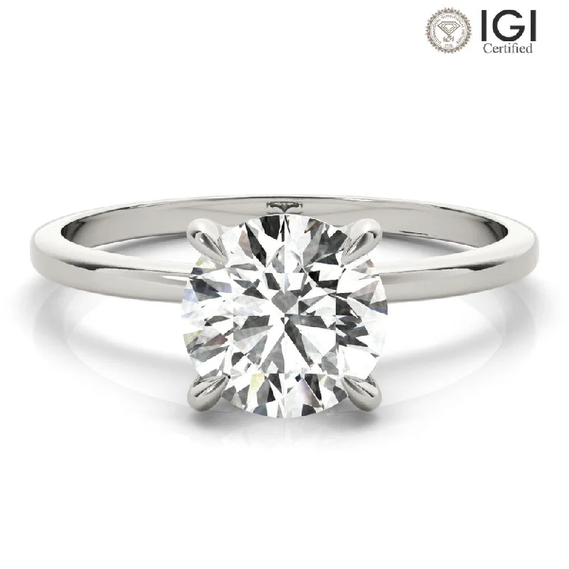 Women's engagement rings elegant-platinum-Averie Round Lab Grown Diamond Solitaire Engagement Ring IGI Certified