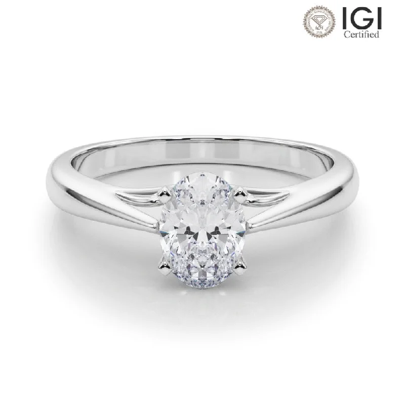 Women's engagement rings classic-round-Katerina Oval Lab Grown Diamond Solitaire Engagement Ring IGI Certified