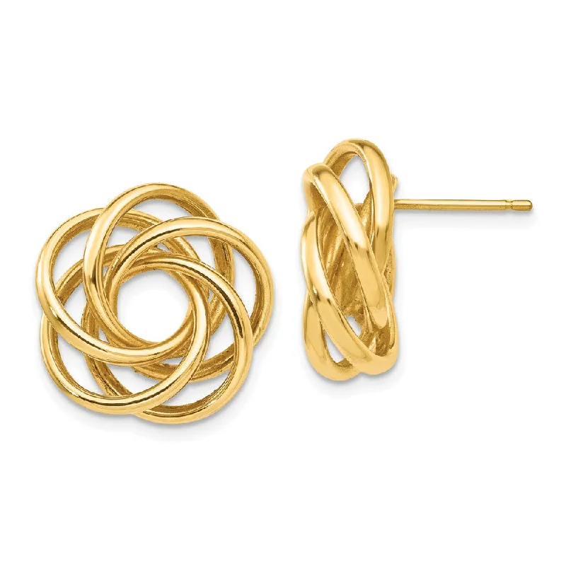 Women's earrings small-drop-19mm Polished Love Knot Earrings in 14k Yellow Gold