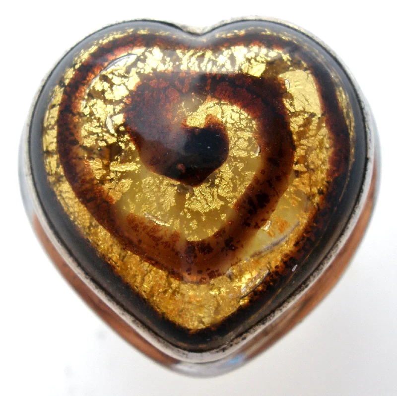 Women's rings ornate-chic-Dichroic Glass Heart Ring Sterling Silver Size 7 Artafacts