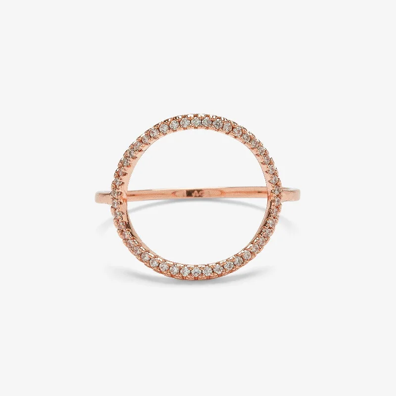 Women's rings futuristic-Pave Open Circle Ring