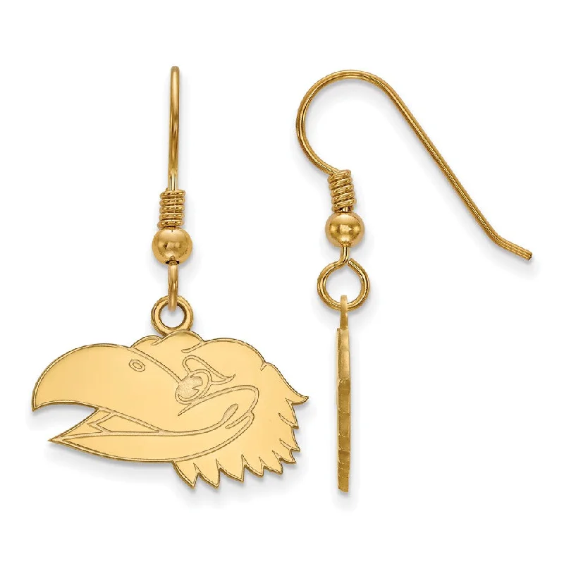 Women's earrings fine-twist-14k Gold Plated Silver Univ. of Kansas Small Dangle Earrings